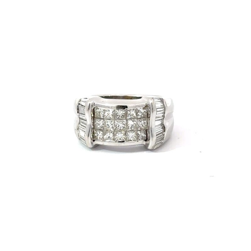 18kt White Gold 'Ice Tray' Princess Cut Diamond Band Ring