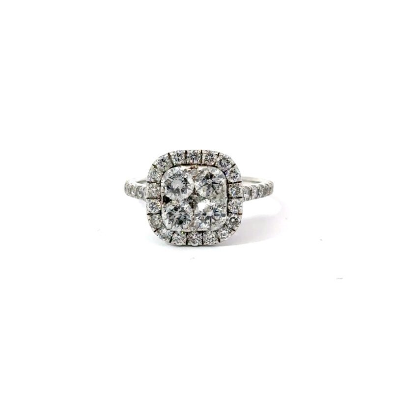 14kt White Gold 4 Diamond Center Ring