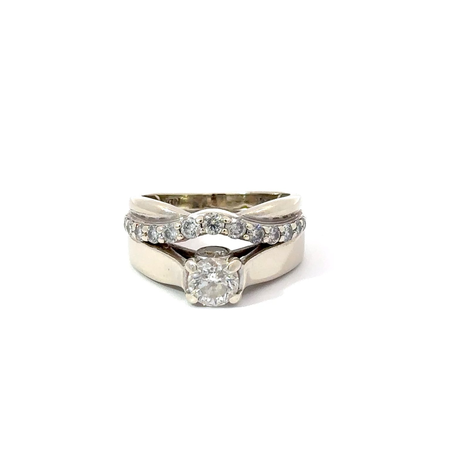 14kt White Gold Soldered Diamond Engagement & Wedding Ring Set