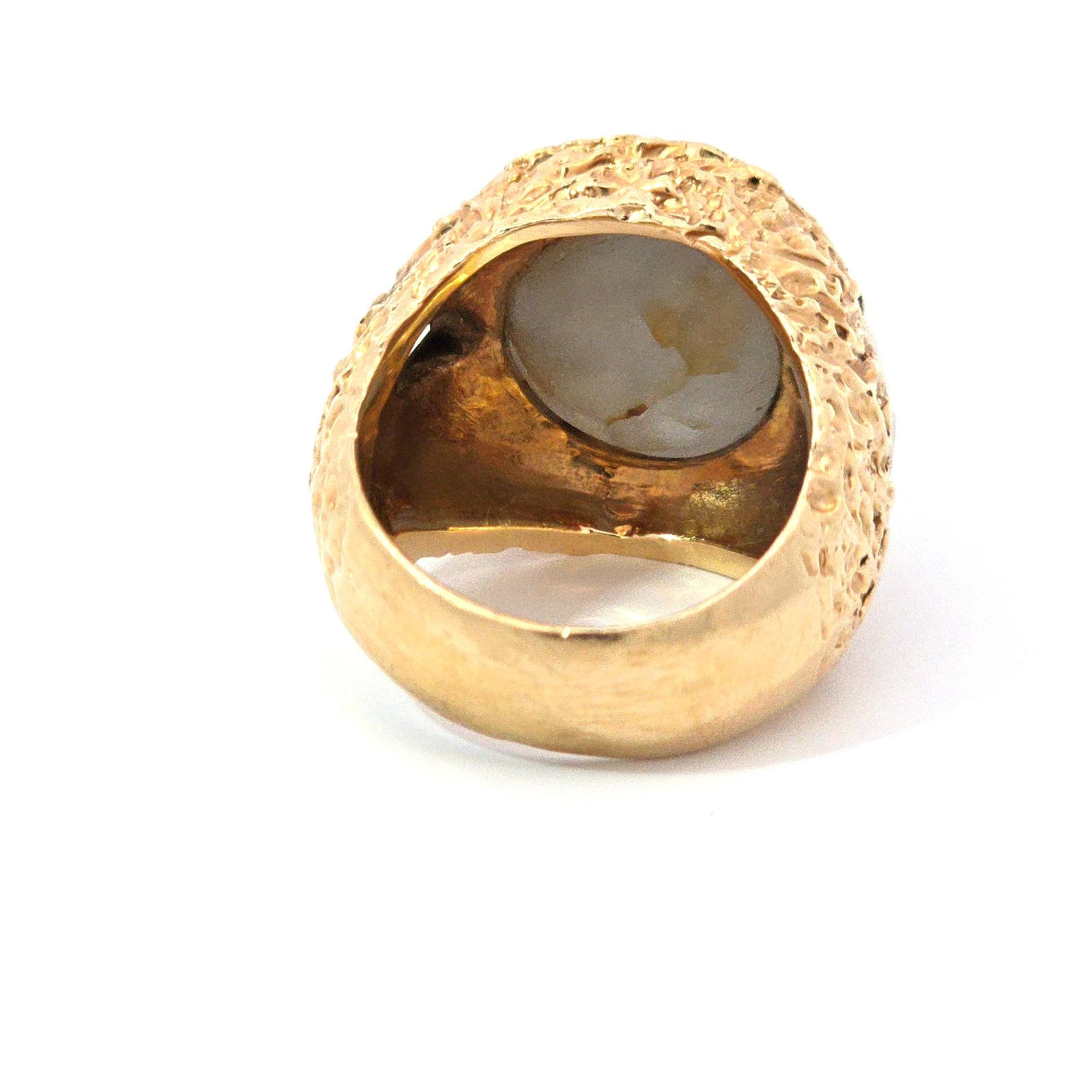 14k Yellow Gold Nugget-Style and Star Sapphire Men's Pinky Ring - Image 3
