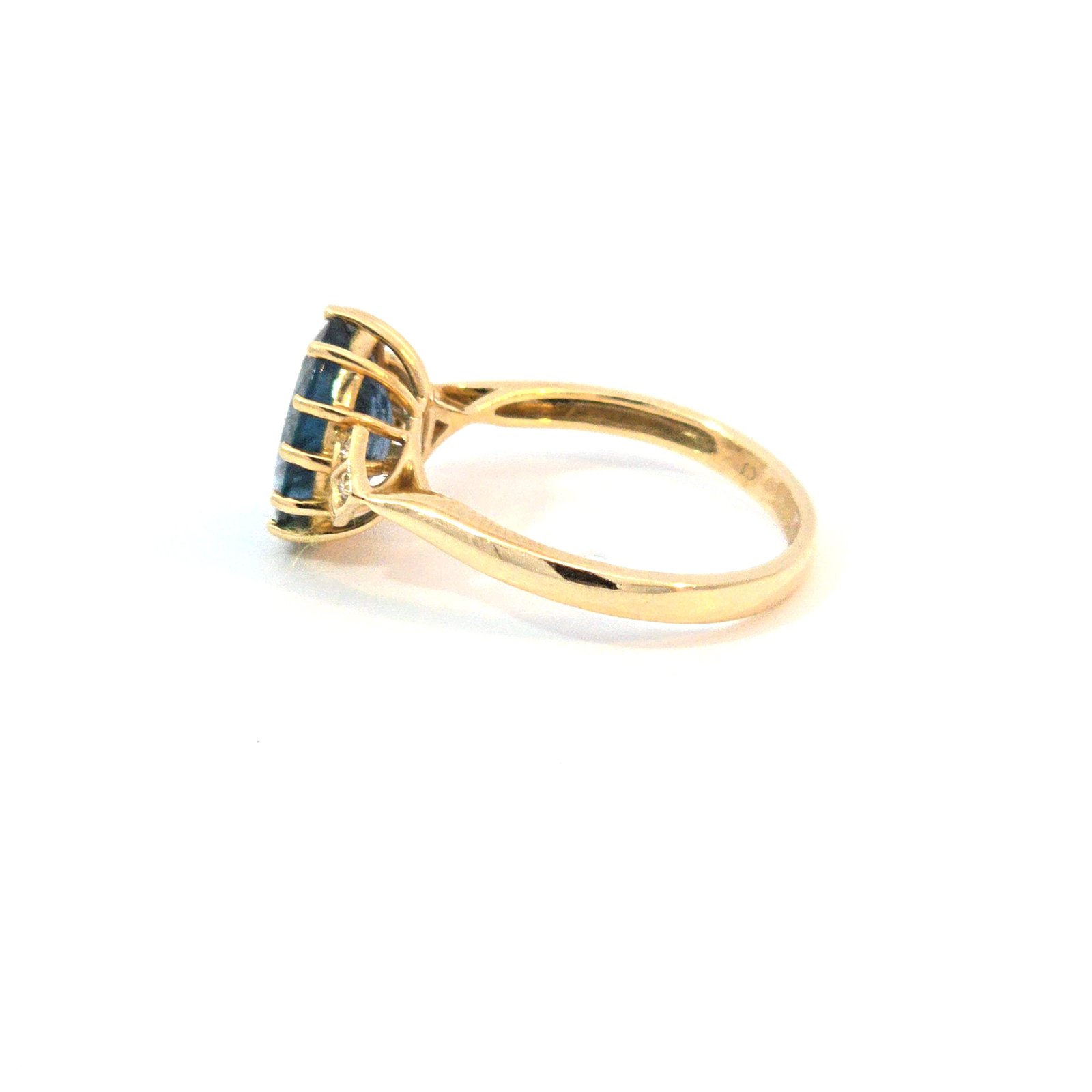 14k Yellow Gold London Blue Topaz & Diamond Ring - Image 2