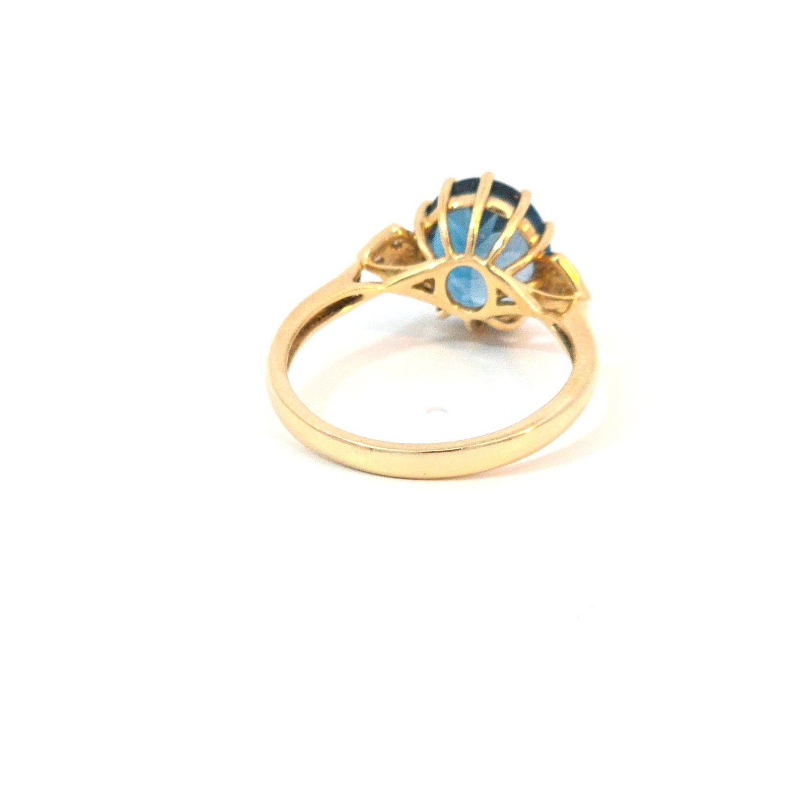 14k Yellow Gold London Blue Topaz & Diamond Ring - Image 3