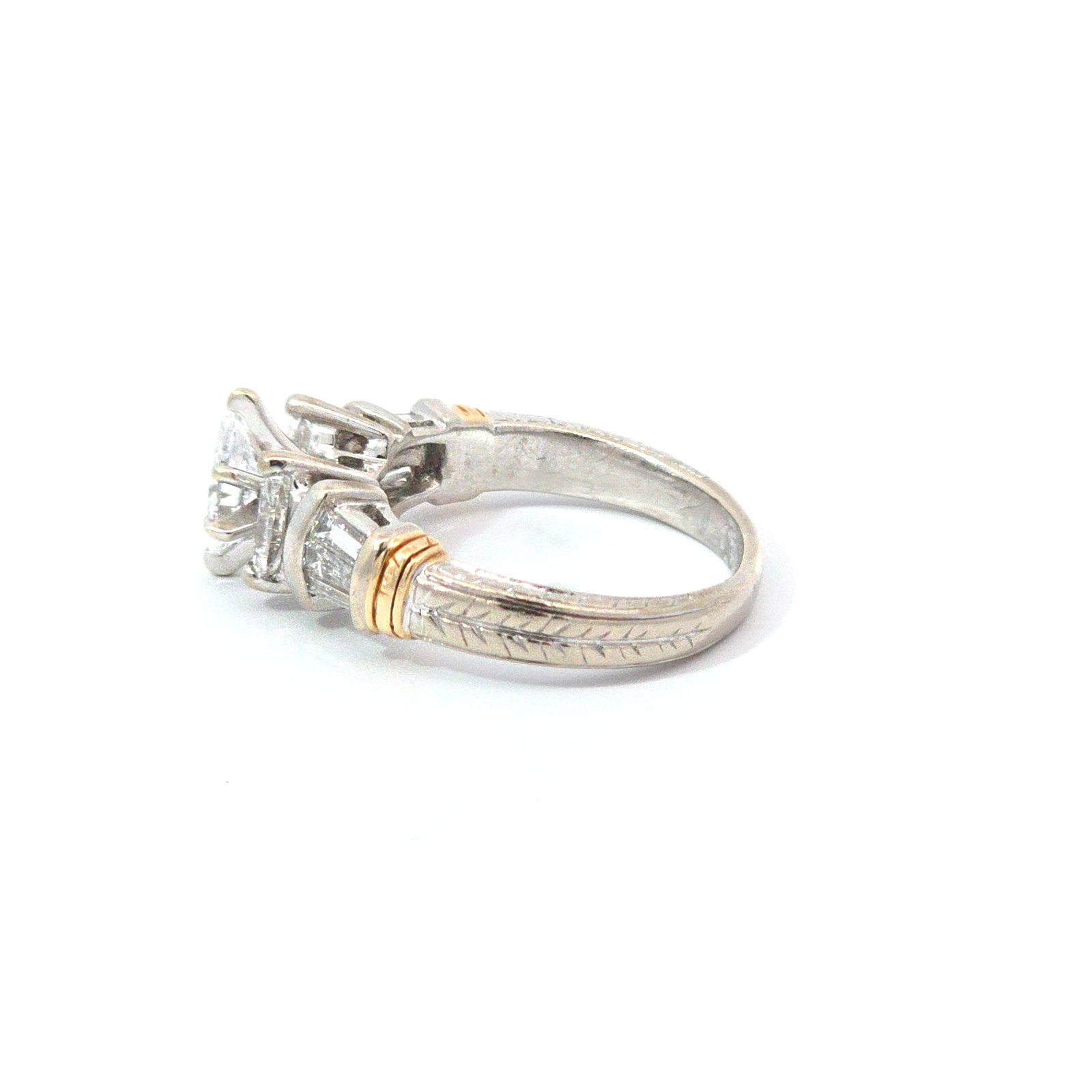 14k Two-Tone Three Marquise Diamond Ring - Image 2