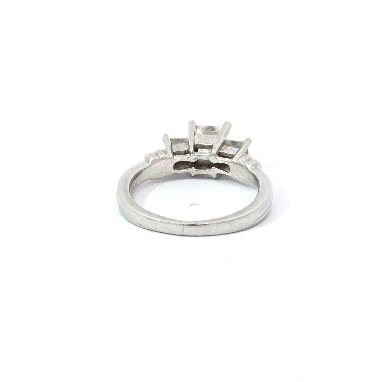 14k White Gold Princess Cut Trio Diamond Engagement Ring - Image 4