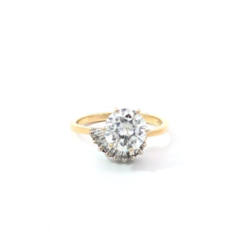 14k Gold 2ct Diamond Engagement Ring With Baguette Diamond Accents