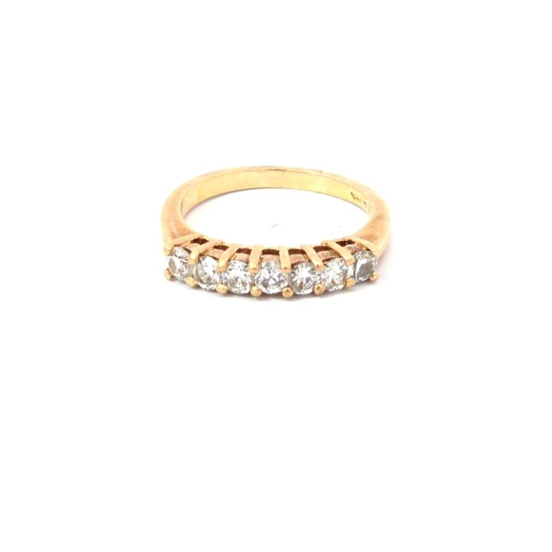 14k Yellow Gold Band With 7 Brilliant Cut Diamonds