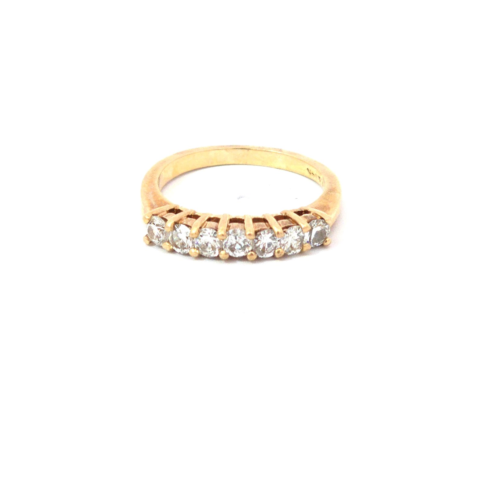 14k Yellow Gold Band With 7 Brilliant Cut Diamonds