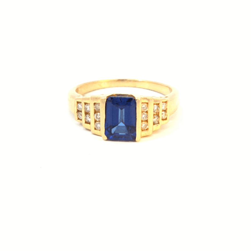 14kt Yellow Gold Sapphire & Diamond Ring