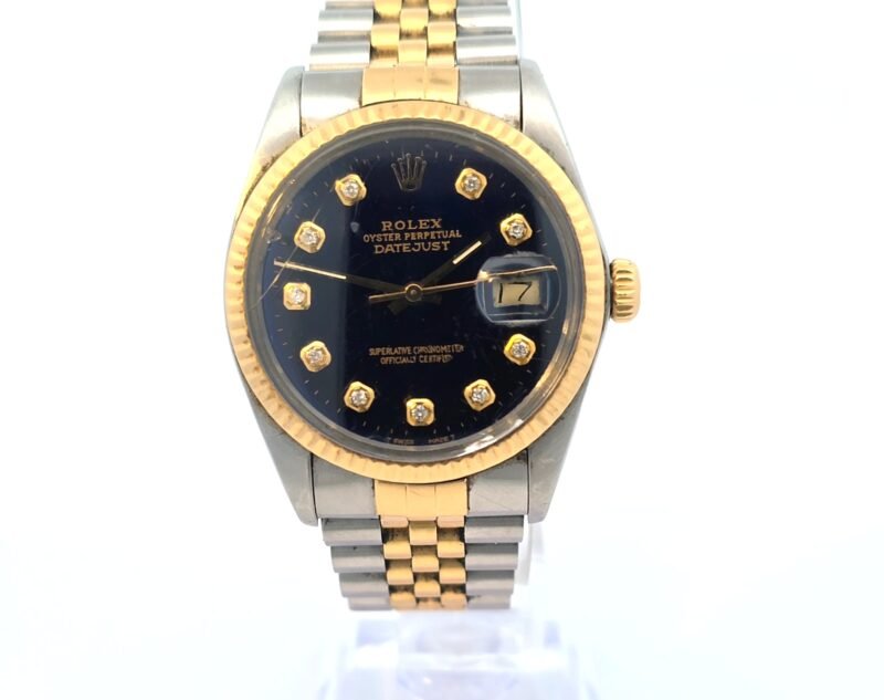 Rolex Two-Tone 36mm Navy Blue Dial With Diamond Hour Markers