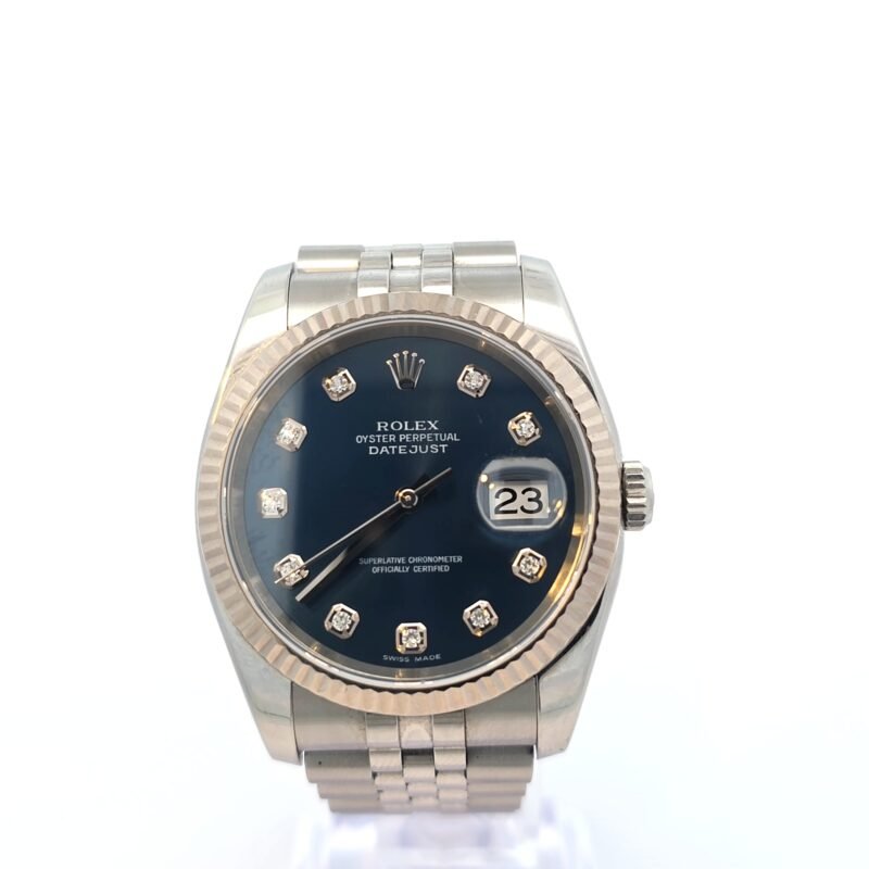 36mm  Stainless Steel Rolex Datejust with Diamond Hour Markers