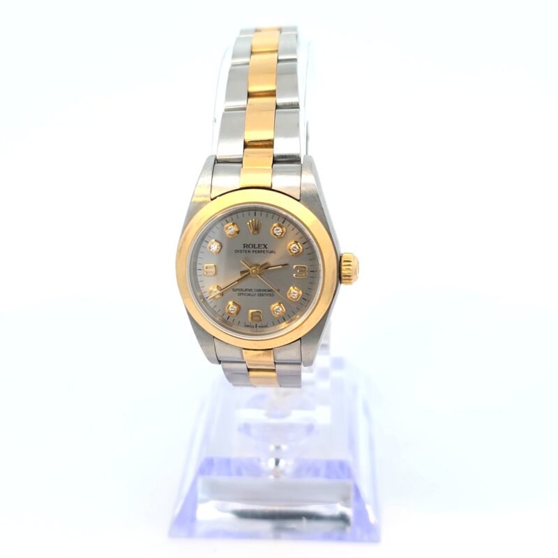 ROLEX Oyster Perpetual 76183 Gray Ladies Used Watch Diamond Hour Markers