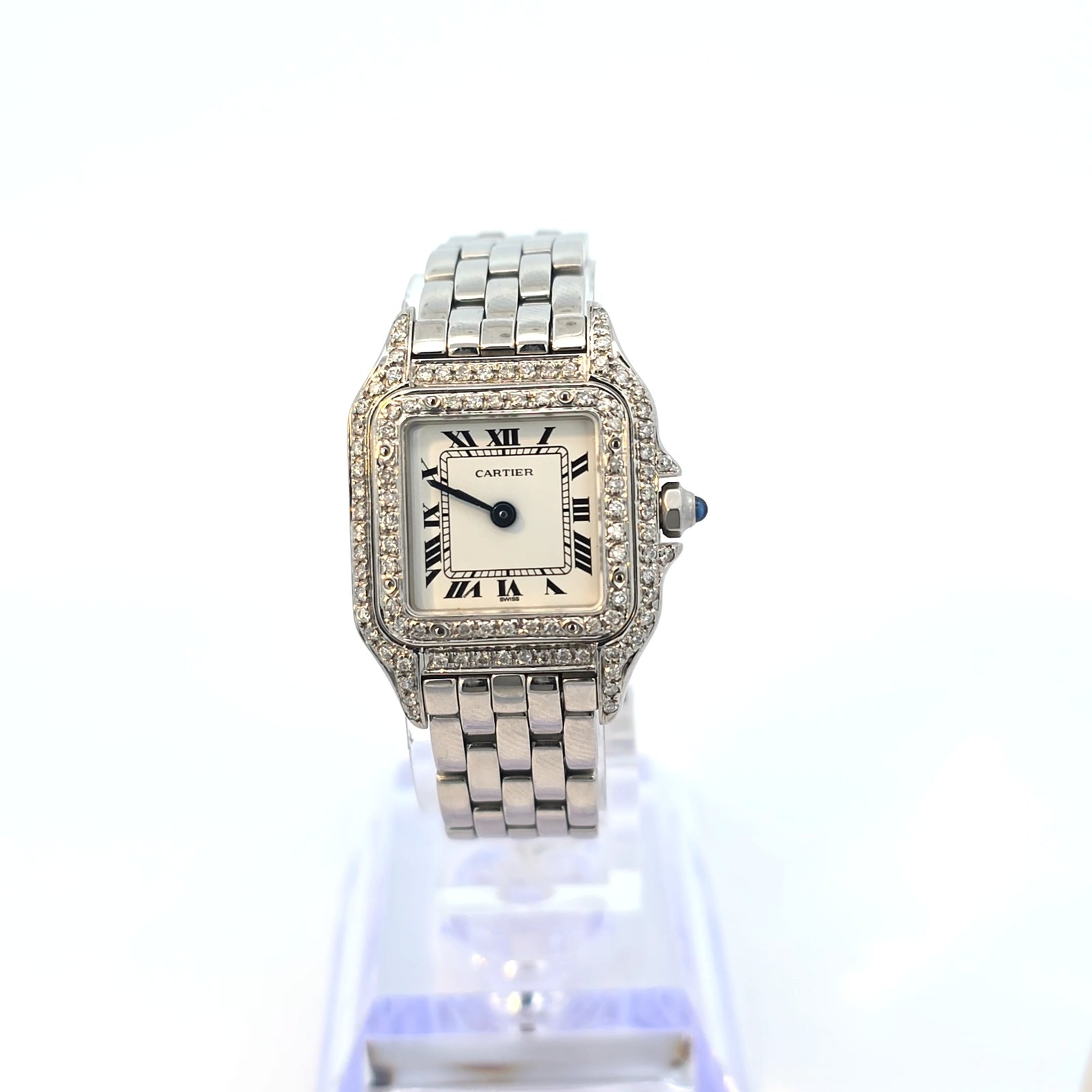 Vintage Cartier Panthere Stainless Steel 1320 22MM Watch Diamond Bezel